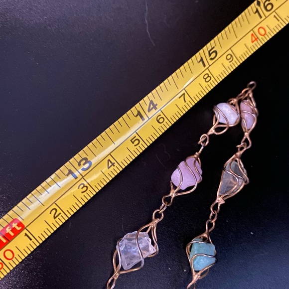 Sterling Silver Wrapped Natural Healing Gemstones Necklace, handmade - Picture 6 of 15